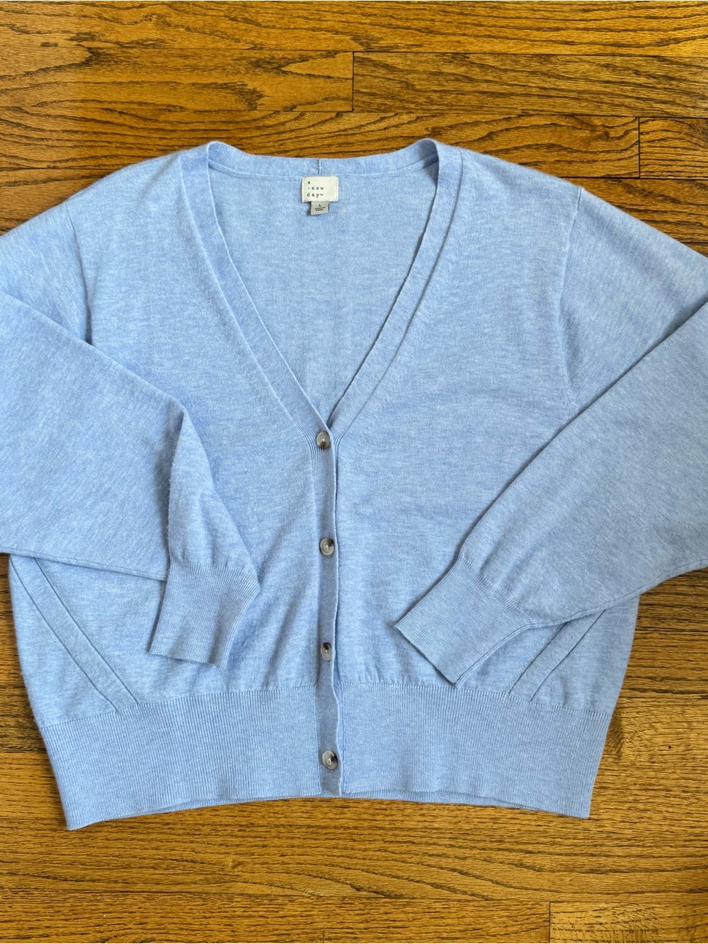 A New Day Light Blue V-Neck Button Front Cardigan